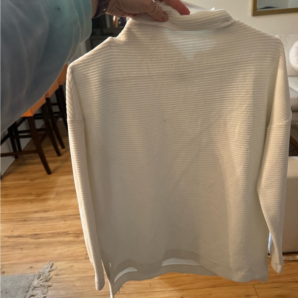 Ribbed Cream Turtleneck Sweater